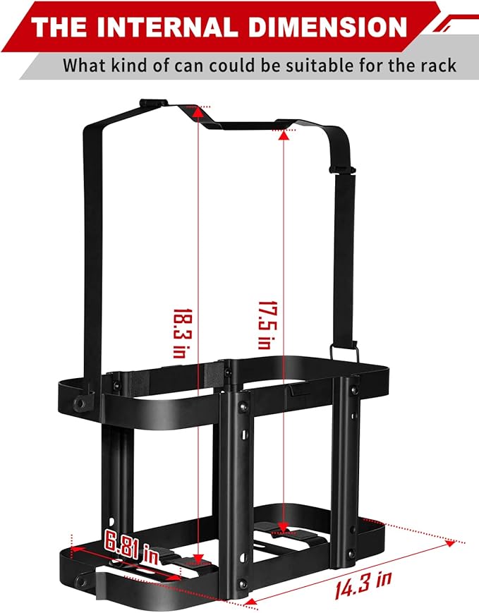 2024 Upgrade Jerry Can Mount Holder: Lockable Jerry Gas Can Holder Rack, 5 Gallon (20 Liter), Reinforced Welding