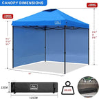 KAMPKEEPER 10x10 Pop-Up Canopy Tent, Waterproof, Portable Shade with Side Walls, Adjustable Instant Outdoor Shelter for Camping, Backyard, and Events, Blue