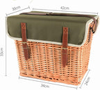 Portable Rattan Picnic Basket Set with Shoulder Strap - Insulated Outdoor Picnic Box with Cover & 4-Piece Tableware for Camping and Outdoor Activities