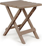 Camco Adirondack Portable Outdoor Camping Small Weatherproof Rustproof Durable Plastic Folding Side Table for Indoor and Outdoor Use, 2 Pack, Taupe