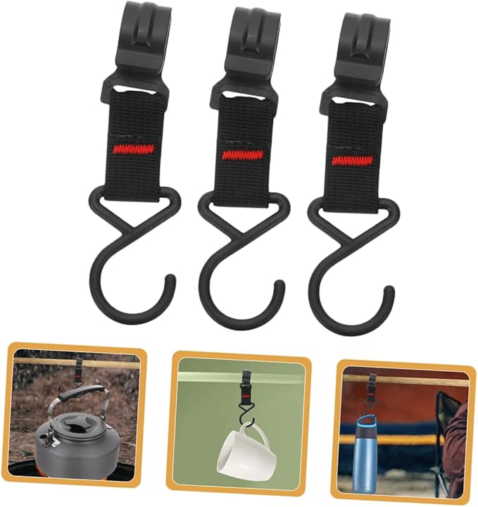15pcs Outdoor Camping Hooks Heavy-Duty Plastic Steel Portable Storage Hanger for Tent Lantern Clothing and Kitchen Utensils for Hiking and Camping
