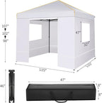 COBIZI 10x10 Canopy Tent with Sidewalls and Mesh Windows 2.0,10x10 Pop up Tent for Parties,Commercial Instant Canopies with Heavy Duty Bag,White Gazebo for Outdoor Activities
