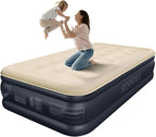 Twin Air Mattress with Built-in Pump,Fast & Easy Inflation/Deflation Inflatable Mattress, Foldable Blow Up Mattress with Storage Bag, Inflatable Bed for Home, Camping & Guests,18"/550lbs Max