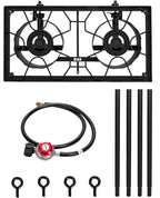 Double Propane Outdoor Burner, 150,000 BTU Camping Cooker,Heavy Duty Iron Cast Patio Burner with Removable Legs, Portable Propane Stove Gas Cooker for Home Brewing, Stir Frying, Camping, Tailgating