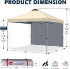 MASTERCANOPY Durable Pop-up Canopy Tent with 1 Sidewall (10'x10',Beige)