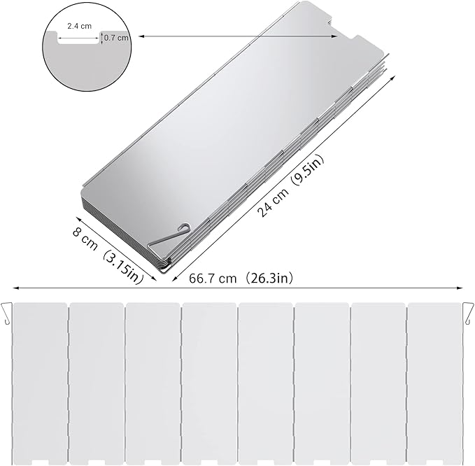 Camp Stove Windscreen, Ohuhu Camping Stove Windscreen 8/10/12 Plates Aluminum Folding Portable Camping Stove Windshield Grill Wind Screen for Camp with Carry Bag for Camping Hiking Picnic Backpacking
