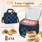 Coobiiya Large Expandable Insulated Lunch Bag Cooler Bag，12-23L Lunch Box for Men Double Deck Leakproof，Heavy Duty LunchBag Cooler Bags for Camping, Travel, Kayaking & Beach