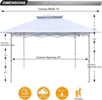ABCCANOPY 13x13 Pop Up Canopy with Double Ventilated Top, 4 Sandbags, 4 Ropes and 8 Stakes (White)