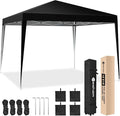 Yesker 10x10 Pop Up Canopy Tent UPF 50+ Waterproof Outdoor Canopy Portable Folding Easy Setup Gazebo Adjustable Height Instant Sun Shade Tent with Wheeled Bag for Events Parties Camping Patio, Black