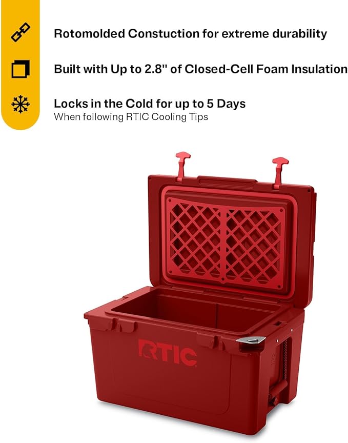 RTIC Ultra-Tough Cooler Hard Insulated Portable Ice Chest Box for Beach, Drink, Beverage, Camping, Picnic, Fishing, Boat, Barbecue