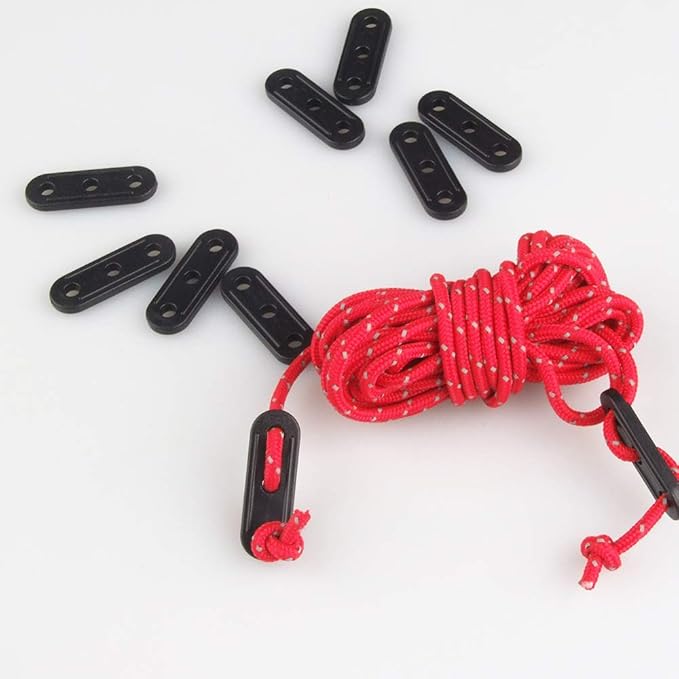 20PCS Plastic Cord Tensioners Rope Adjuster Tent Guy-Line Wind Rope Buckle Fastener Tightener for Camping Hiking Outdoor Gear Accessories
