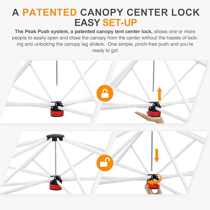 EAGLE PEAK Pop Up Canopy Tent with Wheeled Carry Bag, 8 Stakes, 4 Ropes, 4 Weight Bags, Easy Set Up Tent Canopy, 12x12 ft, 144sqft of Shade, Black