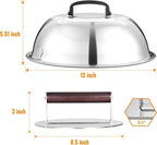 HULISEN Heavy-Duty Burger Press & Melting Dome Set, 8.5 Inch Round Stainless Steel Bacon Press with Wooden Handle, 12 Inch Basting Cover, Griddle Accessories Kit for Flat Top Grill Indoor/Outdoor