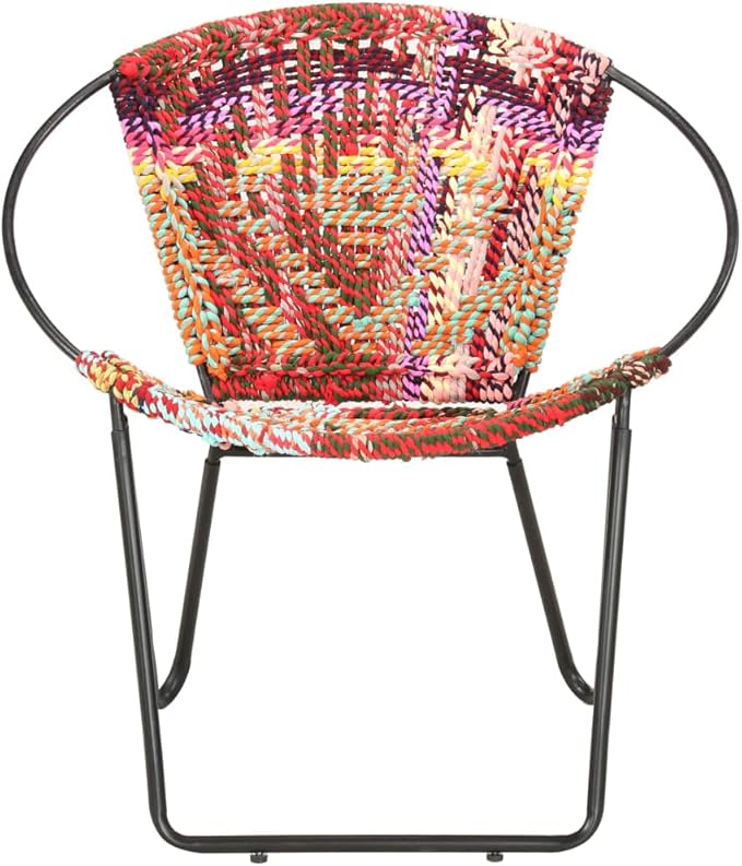 Circle Chair,Camping Chair,Beach Chair,Garden Chair,Bedroom Chair,Industrial Chair,Home Decor,for Living Room, Club, Bedroom, Indoor,Outdoor, Balcony, Garden,Multicolors Chindi Fabric
