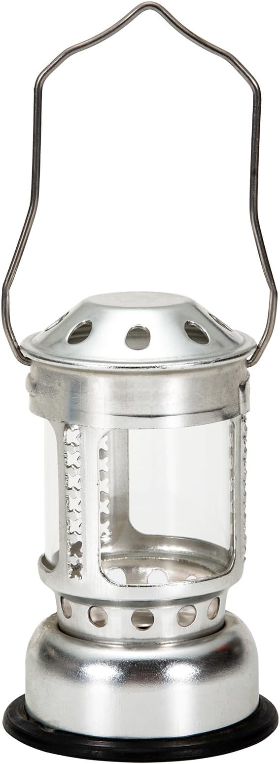 Portable Candle Lantern, Night Fishing Hanging Outdoor Camping Aluminium Alloy Candle Lamp, Metal Decorative Candle Lanterns, Vintage Hanging Lantern (Silver)