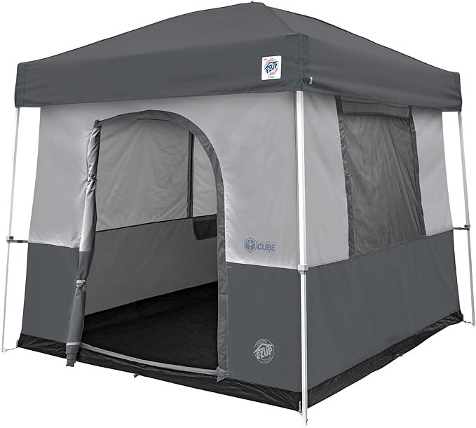 E-Z UP Camping Cube Sport, Converts 10' Angled Leg Canopy into Camping Tent
