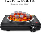 Electric Charcoal Burner Stove Portable Hot Plate Grill Coal Burners Heating Plate 700W Charcoals Starter Heater with Smart Heat Control & Stainless Steel Fast Heating for Cooking Top Countertop
