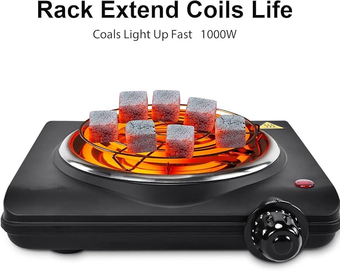 Electric Charcoal Burner Stove Portable Hot Plate Grill Coal Burners Heating Plate 700W Charcoals Starter Heater with Smart Heat Control & Stainless Steel Fast Heating for Cooking Top Countertop