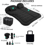 Vikuces® SUV Air Mattress Car Camping Travel Bed, Car Air Mattress Back Seat Bed,Thickened Inflatable Mattress with Two Air Pillow, Full Size Blow Up Sleeping Pad(Black)