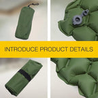 PRETYZOOM Outdoor Inflatable Sleeping Mat Waterproof Camping Mattress Portable Tent Sleeping Pad 192x58x6cm Green for Hiking and Travel