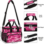 Leakproof Reusable Insulated Cooler Lunch Bag Pink Camouflage Camo Picnic Lunch Box for Women Men Cooler Tote Office Work Camping Beach 24 Can 15L