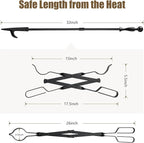 Heavy Duty 32” Long Fireplace Fire Pit Campfire Poker Stick and 26” Fireplace Tongs Tool Set Log Grabber Rust Resistant fire poker Camping Fireplace Tools for Indoor Outdoor Solo Stove Accessories