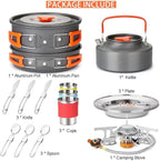 Camping Travel Equipment Tableware Cookware Kit Pots Burner Gas Stove Accessories Kitchen Utensils Sets Picnic BBQ Supplies