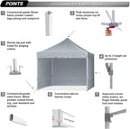 ABCCANOPY Easy Pop Up Canopy Tent with Sidewalls 10x10 Commercial -Series, Gray