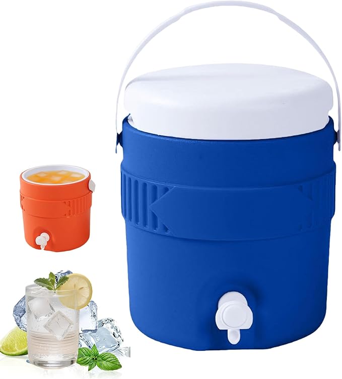 Nhdap 1 Gallon Portable Sports Cooler Water Drink Beverage Dispenser, Insulated Cooler Water Drink Dispenser with Spout Handle, Water Jug Cooler Dispenser for Outdoor Activities Fishing Camping (Blue)