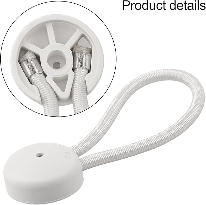 5 Pack Shock Cord Fastener Bungee Cord Clips With Adjustable Knob For Tent Boat Cover Canvas Marine Truck RV Trailer Accessories Nylon Rubber Material 13Cm Stretch Length(white)