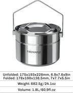 Firemaple Antarcti Stainless Steel Pot - Food Grade SUS304 Camping Pot with Steaming Function - Lightweight and Durable for Outdoor Cooking