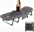 Camping Cot Portable Folding Bed for Adults 6 Position Adjustable Cot Recliner Chair with Pillow Heavy Duty Steel Frame Camping Office Nap Indoor Outdoor Use (Large(74in))