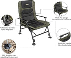 VINGLI Heavy Duty Fishing Chair with Footrest Support 440 LBS, Oversized Camping Chairs with 160° Adjustable High Back, Beach Chair for Outdoors/Yard/Forest