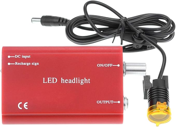 3W Portable Plastic Blet Clip Headlight,Headlamp for Binocular Loupe with Premium Bag (Red), RA-004WGS