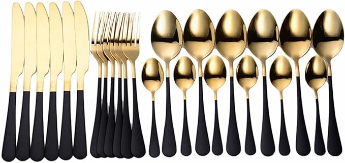 Flatware Sets Gold Cutlery Set Stainless Steel Forks Spoons Knifes Full Tableware Utensils Reusable Tableware Sets Dinnerware Set Eco Friendly Stainless Steel Decoration
