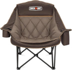 Overmont Oversized XL Camping Chair for Adults - 400lbs Support Heavy-Duty Padded Folding Chair with Side Pocket Cup Holder Cooling Bag for Outdoor Sports Garden Beach Fishing Lawn - Khaki