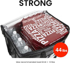 NZ home Insulated Bags for Food Delivery (3XL) Grocery Shopping Cooler Bag, Pizza Delivery, Hot & Cold Catering Tote, Reusable, Foldable & Heavy Duty (2 Pack, Black)