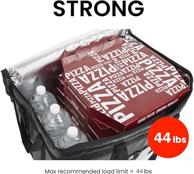 NZ home Insulated Bags for Food Delivery (3XL) Grocery Shopping Cooler Bag, Pizza Delivery, Hot & Cold Catering Tote, Reusable, Foldable & Heavy Duty (2 Pack, Black)