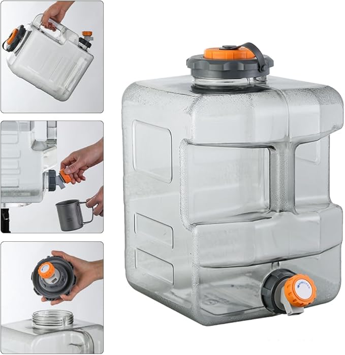 ASIEIT 3.2 Gallon Water Jug with Spigot, Portable Water Tank BPA Free, Leak-Proof Water Containers for Camping Water Storage Containers for Emergency Outdoor Hiking Picnic, Green/Black/Yellow