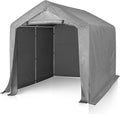 VINGLI Outdoor Portable Storage Shed, Heavy Duty Bike Tent with Roll-up Zipper Door, Waterproof and UV Resistent Carport for Motorcycle, Garden Tools and Firewood (Gray, 8x8x6.7 FT)