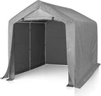 VINGLI Outdoor Portable Storage Shed, Heavy Duty Bike Tent with Roll-up Zipper Door, Waterproof and UV Resistent Carport for Motorcycle, Garden Tools and Firewood (Gray, 8x8x6.7 FT)