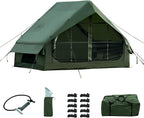 Inflatable Camping Tent with Hand Pump Waterproof Outdoor Blow up Tent 2-8 Person Oxford 4 Season Glamping Air Tent Cabin House with Mesh Windows & Door