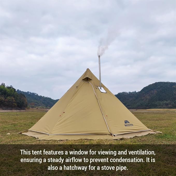 4-6 Person Teepee Hot Tent with Stove Jack Camping Pyramid Teepee Tent for Camping Backpacking Hiking