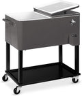 Best Choice Products 80-Quart Outdoor Steel Rolling Cooler Cart w/Ice Chest, Bottle Opener, Catch Tray, Drain Plug, Locking Wheels