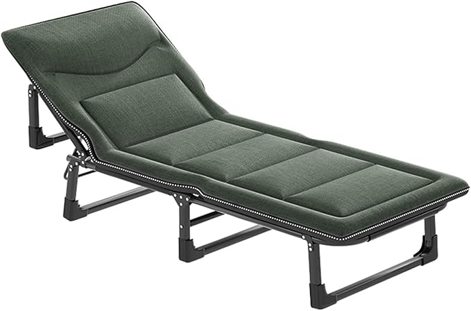Folding Bed with Mattress Queen 3 in 1 Folding Camping Cot Bed 4 Positions Adjustable Patio Chaise Lounge Chair for Bedroom Pool Patio,C-190 * 75 * 30cm