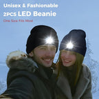 LED Beanie Hat with Light, Headlamp Beanie Cap Unisex Winter Warm Knit Night Light Hat, Knit Beanie Gifts for Men Women Kid
