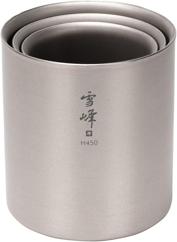 Snow Peak Titanium H450 Stacking Mug, TW-122, Premium Titanium, Made in Japan, Ultralight for Camping, Backpacking Everyday Use, Lifetime Product Guarantee