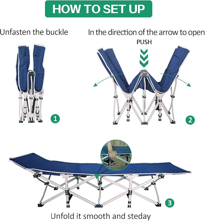 2-Pack Camping Cot Cots for Sleeping with Mattress Cots for Camping for Adults with Camfortable Pad Heavy Duty Camping Bed with Carry Bag Folding Cot for Hiking Home Office Nap Vacation