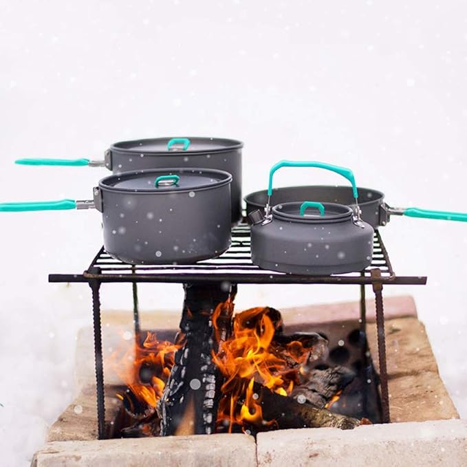 Ultralight Camping Cookware Set Aluminum Nonstick Outdoor Tableware Kettle Pot Cooking Pan Bowl Cookset Portable for Hiking Picnic Mountaineering Pots & Pans