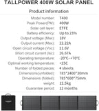 400W Portable Solar Panel, Lightweight Foldable Solar Panel with Adjustable Kickstand, Suitcase with Handle, Solar Charger for Camping, Outdoor Activities